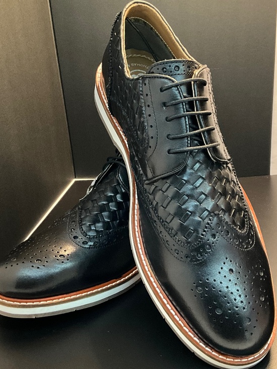 Black Woven Wingtip Derby Shoes. Thomas & Vine’s Radcliff. Men’s Size 12 main image 5